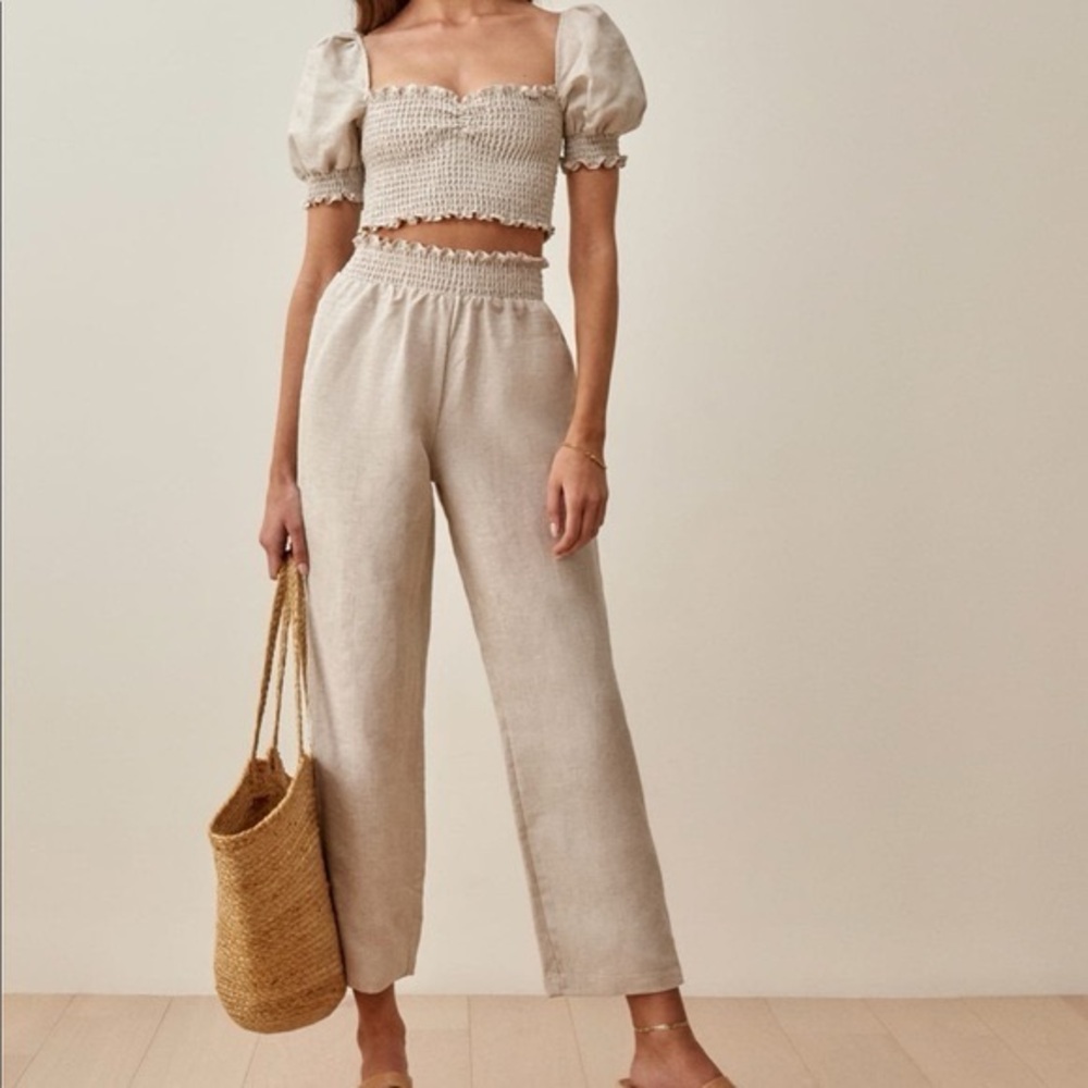 Reformation cropped top and pants set  XS